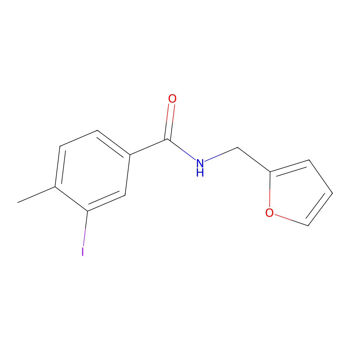 N-(2-furylmethyl)-3-iodo-4-methylbenzamide molecular structure, CAS 718601-35-5