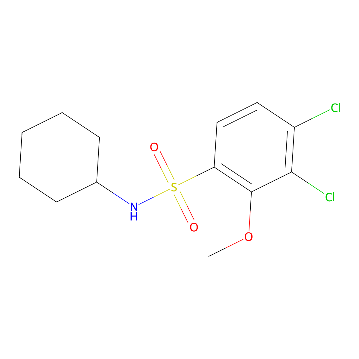 3,4-dichloro-N-cyclohexyl-2-methoxybenzenesulfonamide molecular structure, CAS 718601-40-2