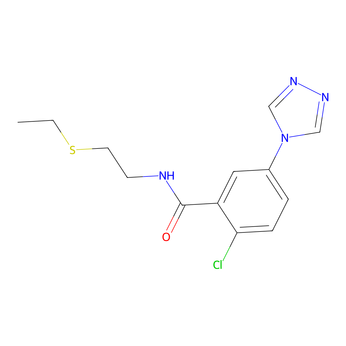 2-chloro-N-(2-ethylsulfanylethyl)-5-(1,2,4-triazol-4-yl)benzamide molecular structure, CAS 718601-56-0