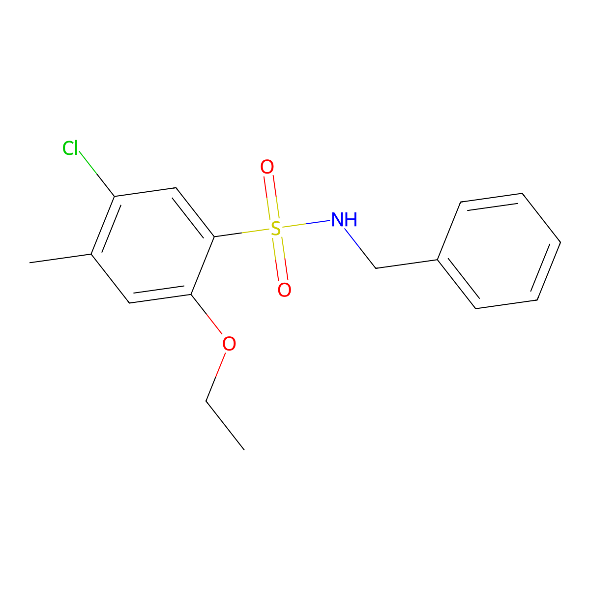 N-benzyl-5-chloro-2-ethoxy-4-methylbenzenesulfonamide molecular structure, CAS 718601-65-1