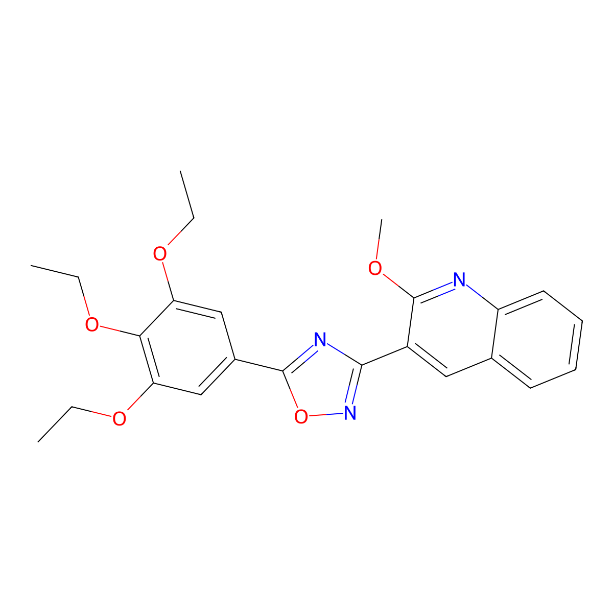2-Methoxy-3-[5-(3,4,5-triethoxyphenyl)-1,2,4-oxadiazol-3-yl]quinoline molecular structure, CAS 718601-69-5