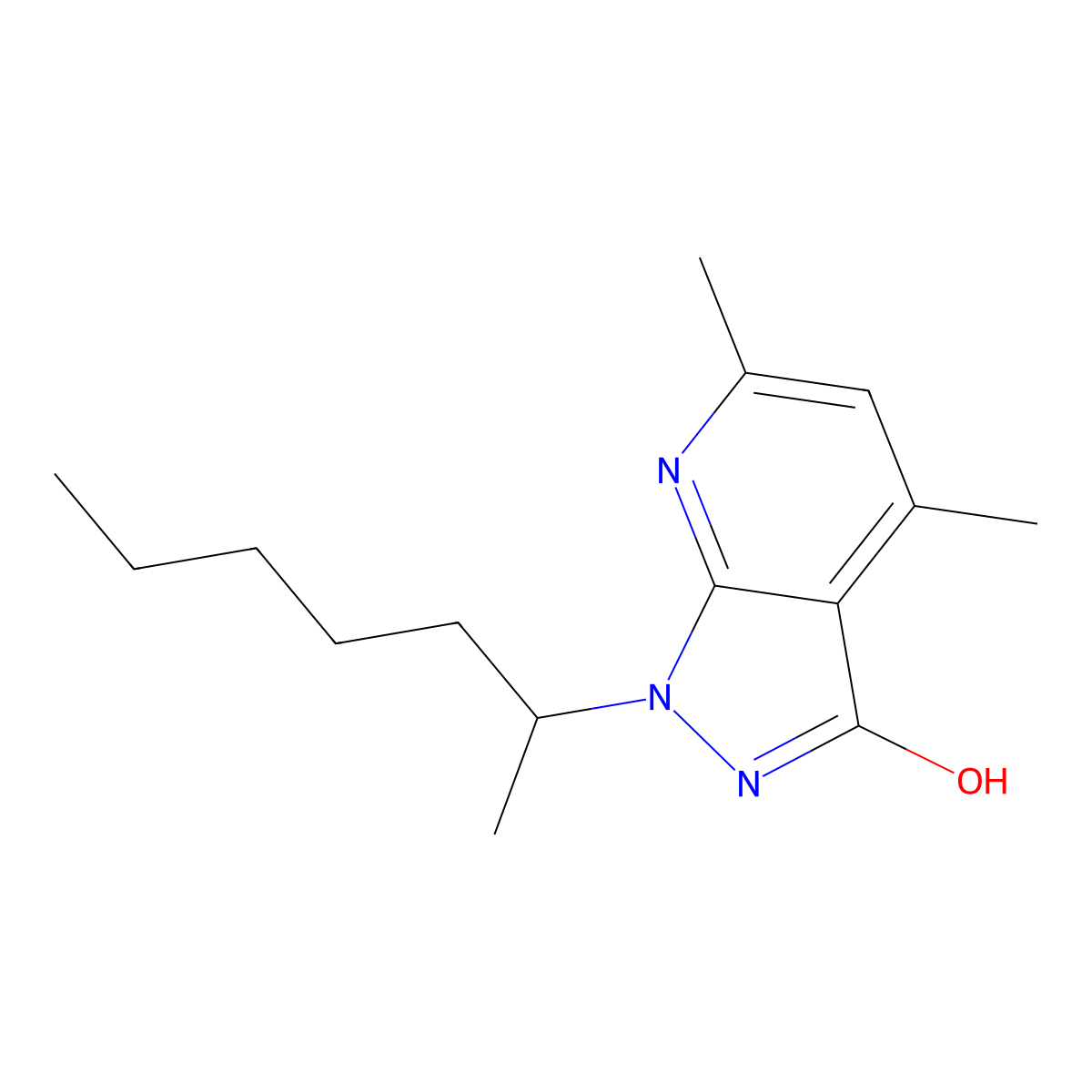 1-(heptan-2-yl)-4,6-dimethyl-1H-pyrazolo[3,4-b]pyridin-3-ol molecular structure, CAS 718601-82-2