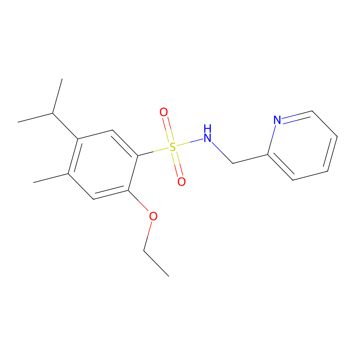 2-ethoxy-5-isopropyl-4-methyl-N-(2-pyridinylmethyl)benzenesulfonamide molecular structure, CAS 718601-90-2