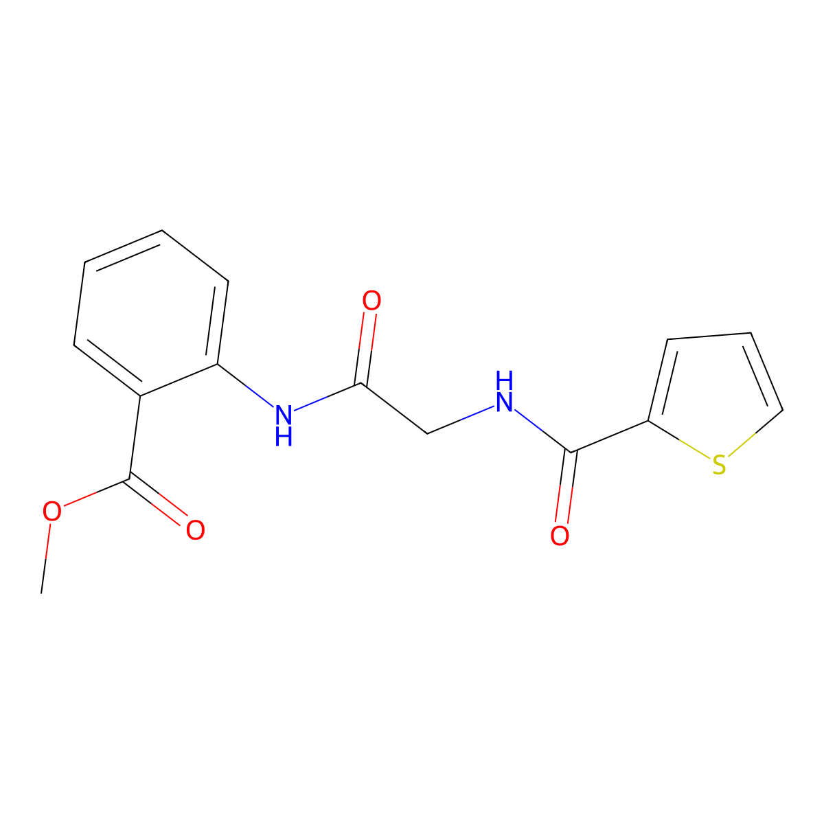 methyl 2-{[N-(thiophen-2-ylcarbonyl)glycyl]amino}benzoate molecular structure, CAS 718601-97-9