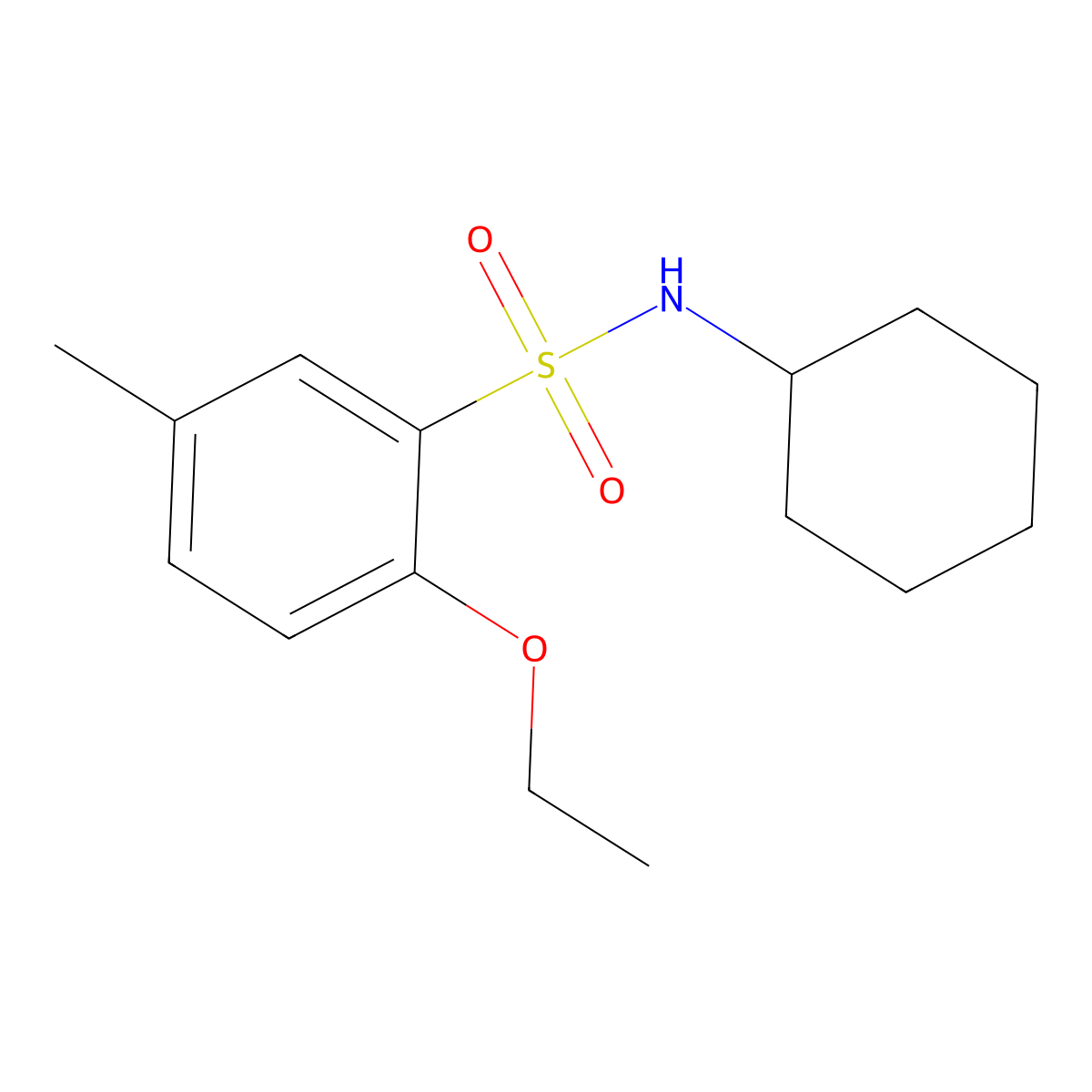 N-cyclohexyl-2-ethoxy-5-methylbenzenesulfonamide molecular structure, CAS 718602-30-3