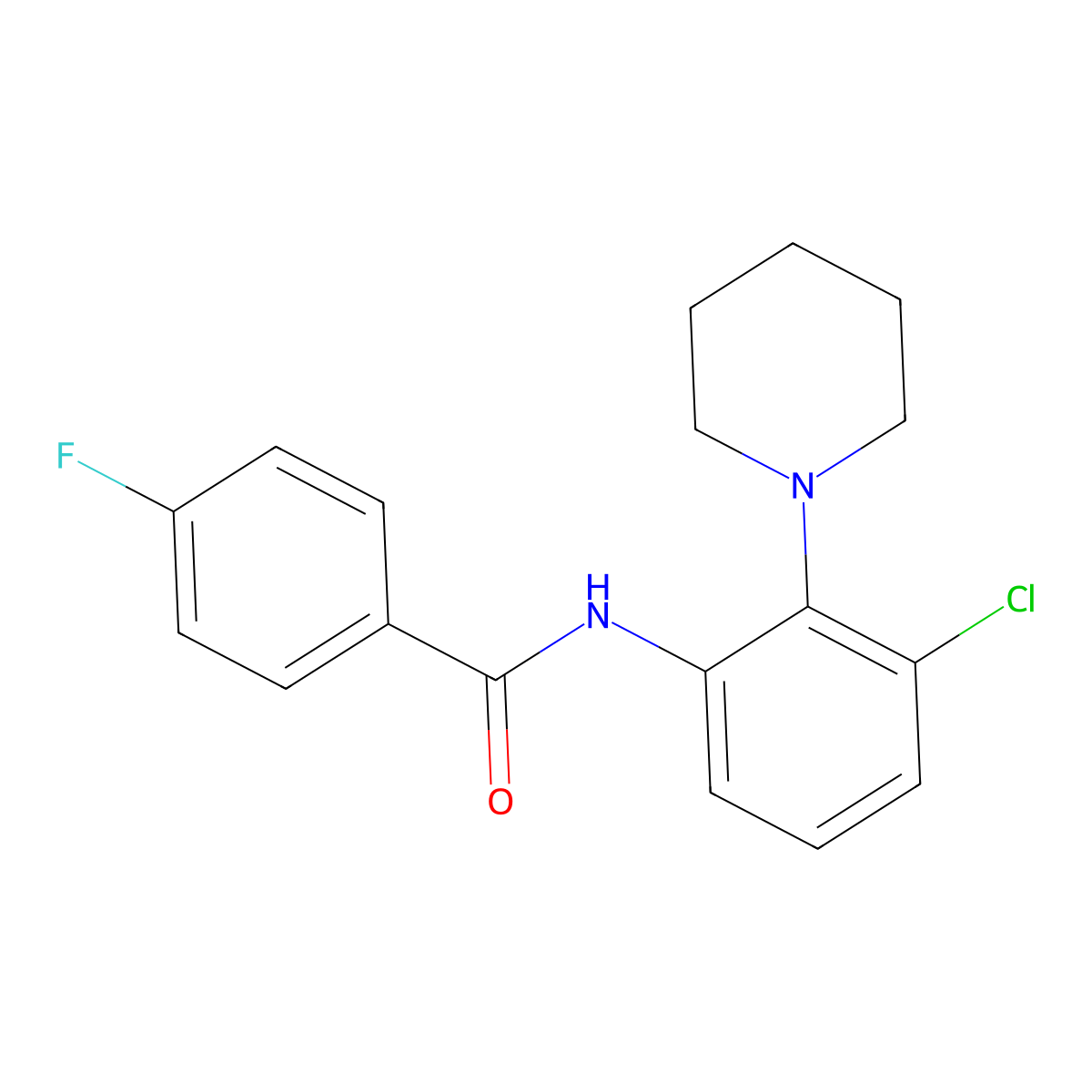 N-(3-chloro-2-piperidin-1-ylphenyl)-4-fluorobenzamide molecular structure, CAS 718602-32-5