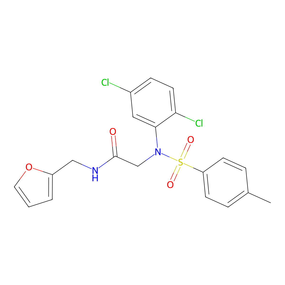 2-(2,5-dichloro-N-(4-methylphenyl)sulfonylanilino)-N-(furan-2-ylmethyl)acetamide molecular structure, CAS 718602-45-0