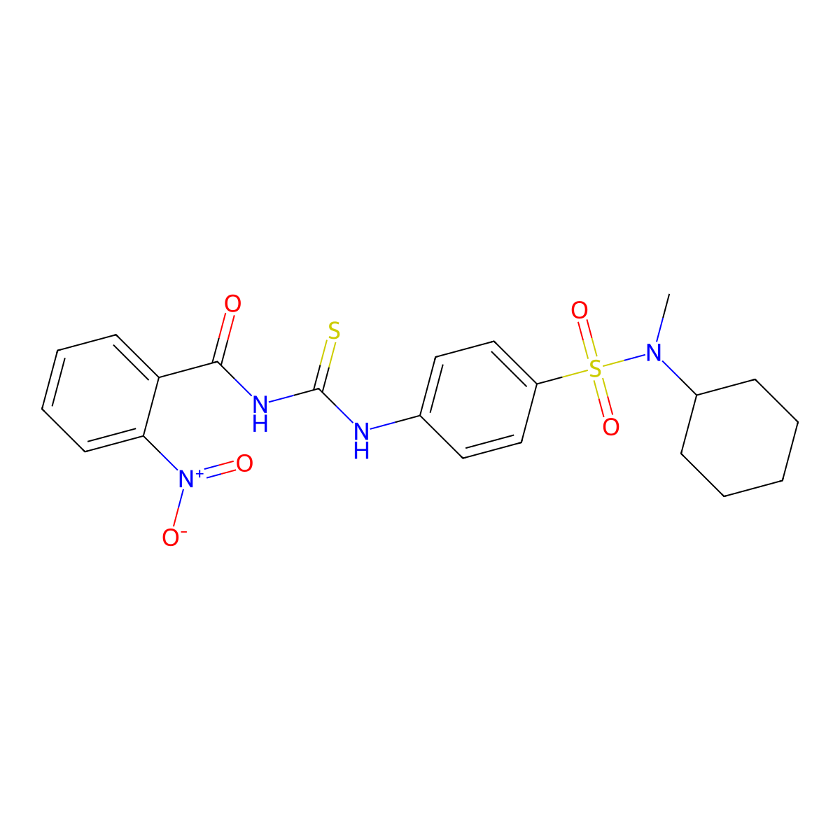 N-[[4-[cyclohexyl(methyl)sulfamoyl]phenyl]carbamothioyl]-2-nitrobenzamide molecular structure, CAS 718602-52-9