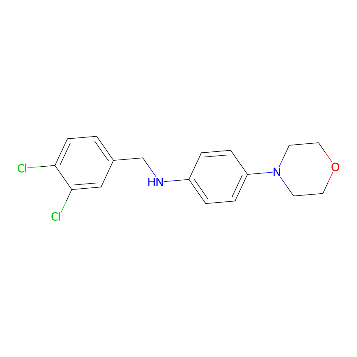 N-(3,4-dichlorobenzyl)-4-(morpholin-4-yl)aniline molecular structure, CAS 718602-71-2