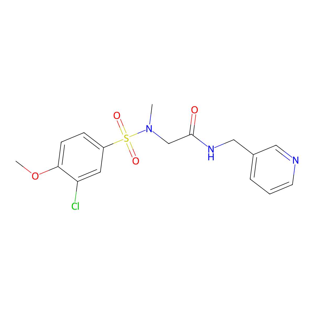 2-[(3-chloro-4-methoxyphenyl)sulfonyl-methylamino]-N-(pyridin-3-ylmethyl)acetamide molecular structure, CAS 718602-74-5