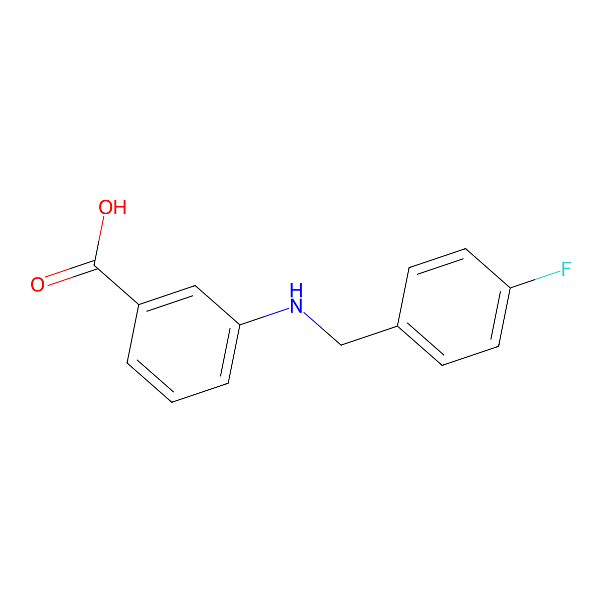 3-[(4-Fluorobenzyl)amino]benzoic acid molecular structure, CAS 718602-89-2