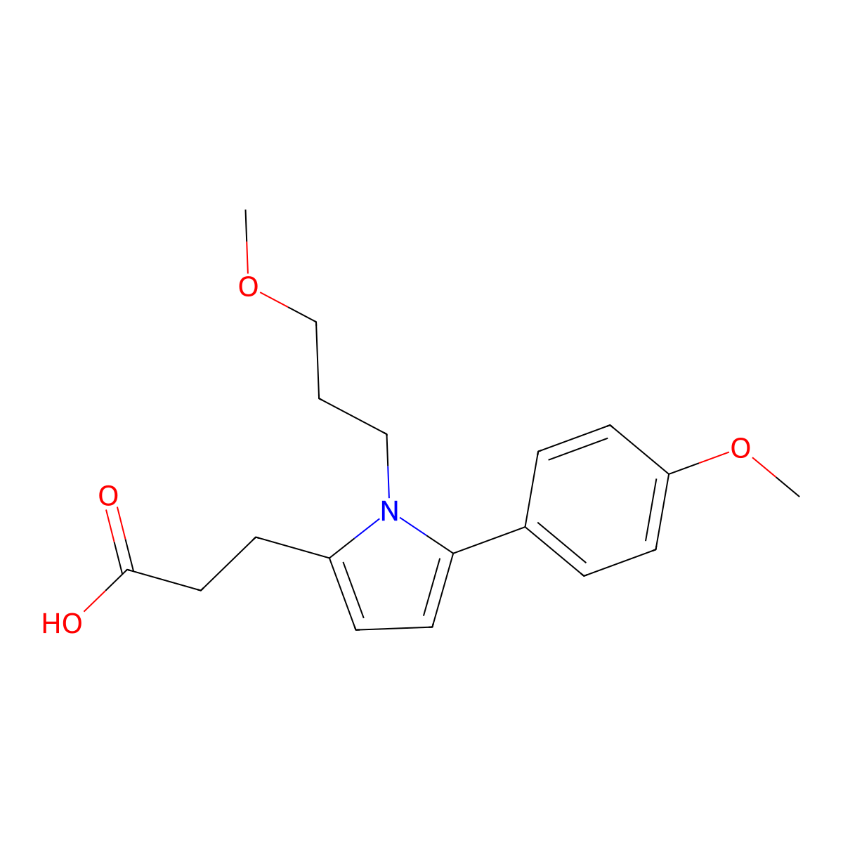 3-[5-(4-methoxyphenyl)-1-(3-methoxypropyl)pyrrol-2-yl]propanoic Acid molecular structure, CAS 718602-90-5