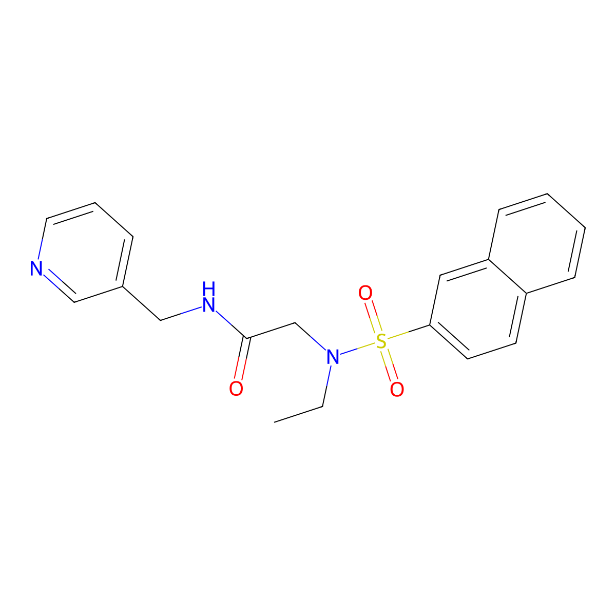 2-[ethyl(naphthalen-2-ylsulfonyl)amino]-N-(pyridin-3-ylmethyl)acetamide molecular structure, CAS 718602-91-6