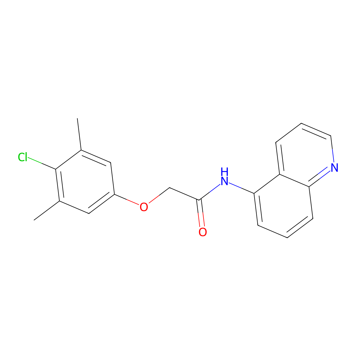 2-(4-chloro-3,5-dimethylphenoxy)-N-quinolin-5-ylacetamide molecular structure, CAS 718603-07-7