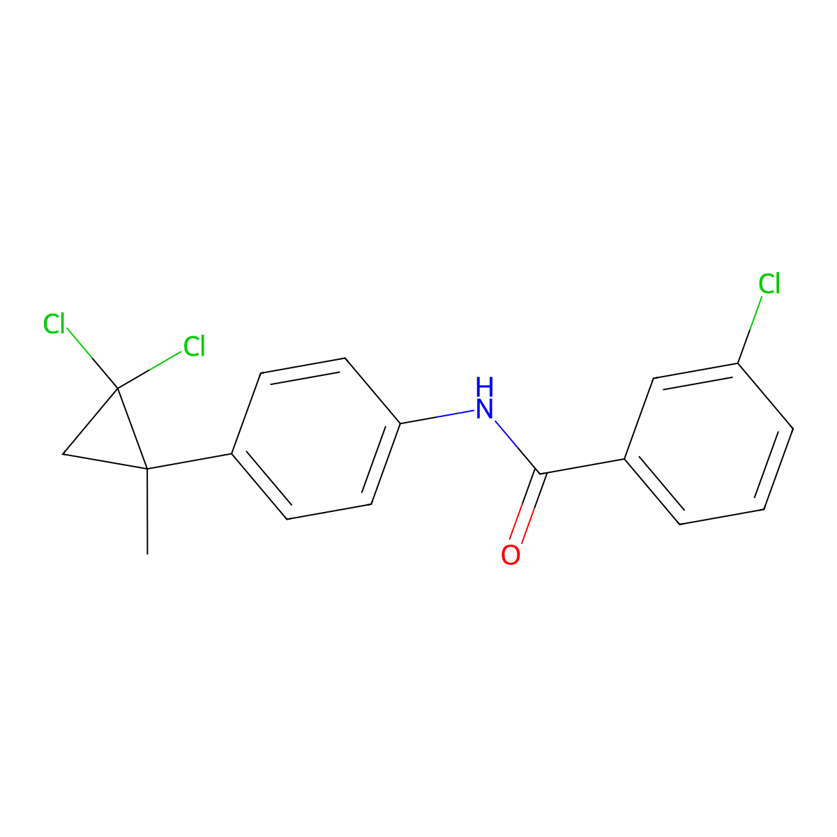 3-chloro-N-[4-(2,2-dichloro-1-methylcyclopropyl)phenyl]benzamide molecular structure, CAS 718603-09-9