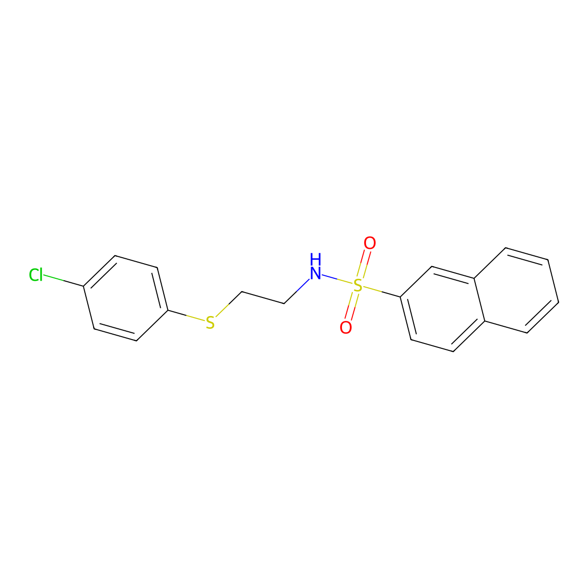 N-[2-(4-chlorophenyl)sulfanylethyl]naphthalene-2-sulfonamide molecular structure, CAS 718603-12-4