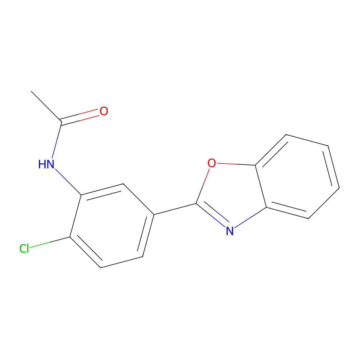 N-[5-(1,3-benzoxazol-2-yl)-2-chlorophenyl]acetamide molecular structure, CAS 718603-16-8