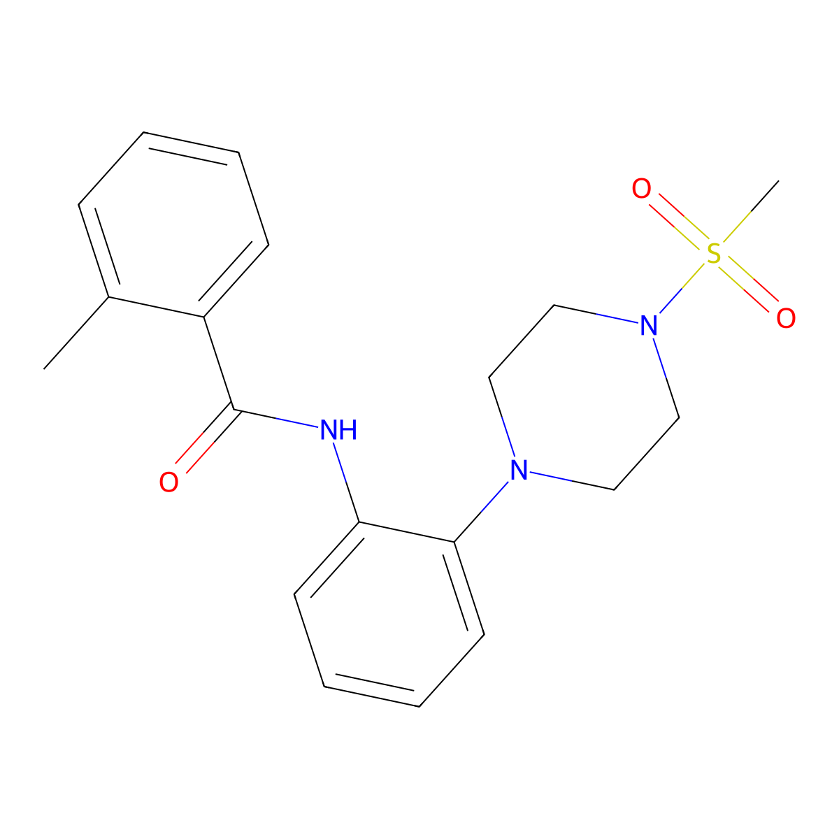 2-methyl-N-[2-(4-methylsulfonylpiperazin-1-yl)phenyl]benzamide molecular structure, CAS 718603-17-9