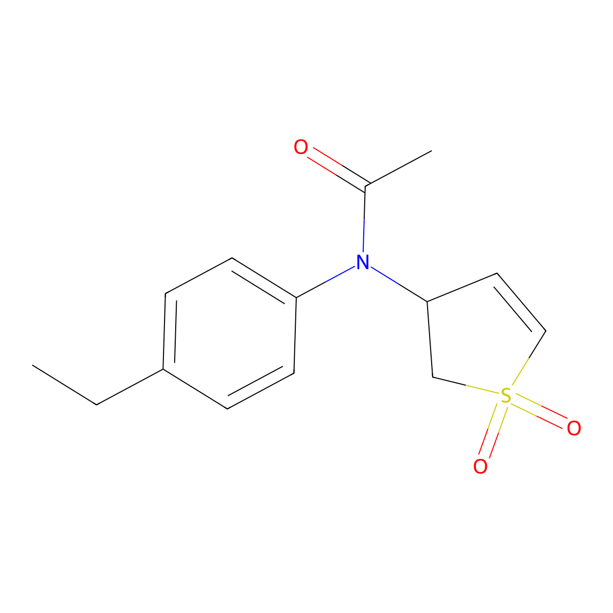 N-(1,1-dioxido-2,3-dihydro-3-thienyl)-N-(4-ethylphenyl)acetamide molecular structure, CAS 718603-18-0