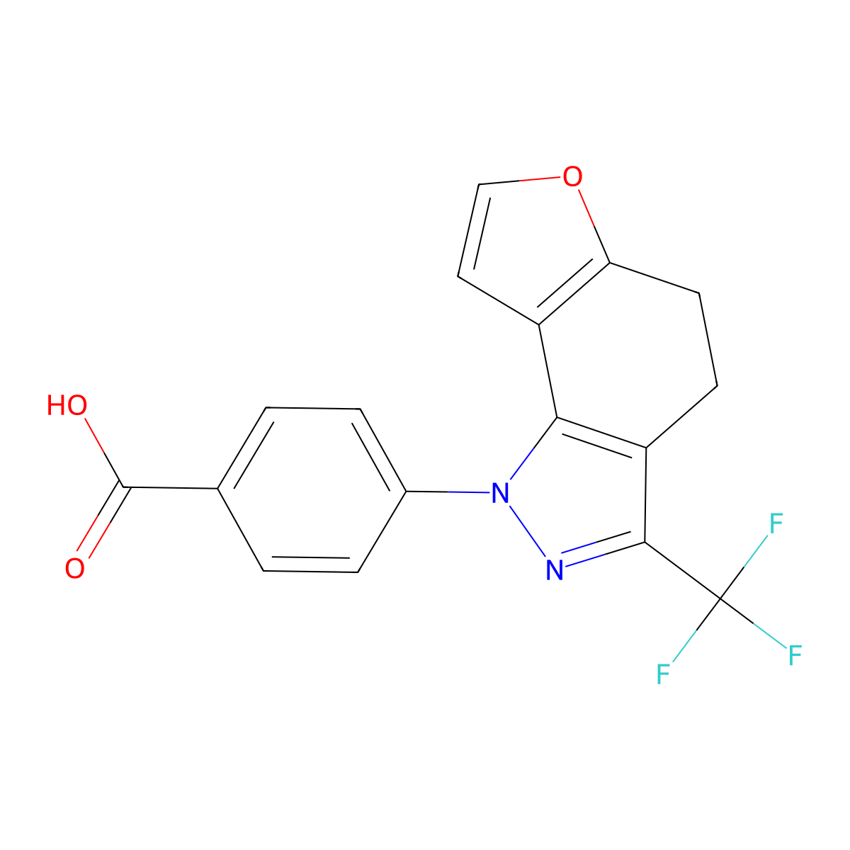 4-[3-(trifluoromethyl)-4,5-dihydro-1H-furo[2,3-g]indazol-1-yl]benzoic acid molecular structure, CAS 718603-21-5