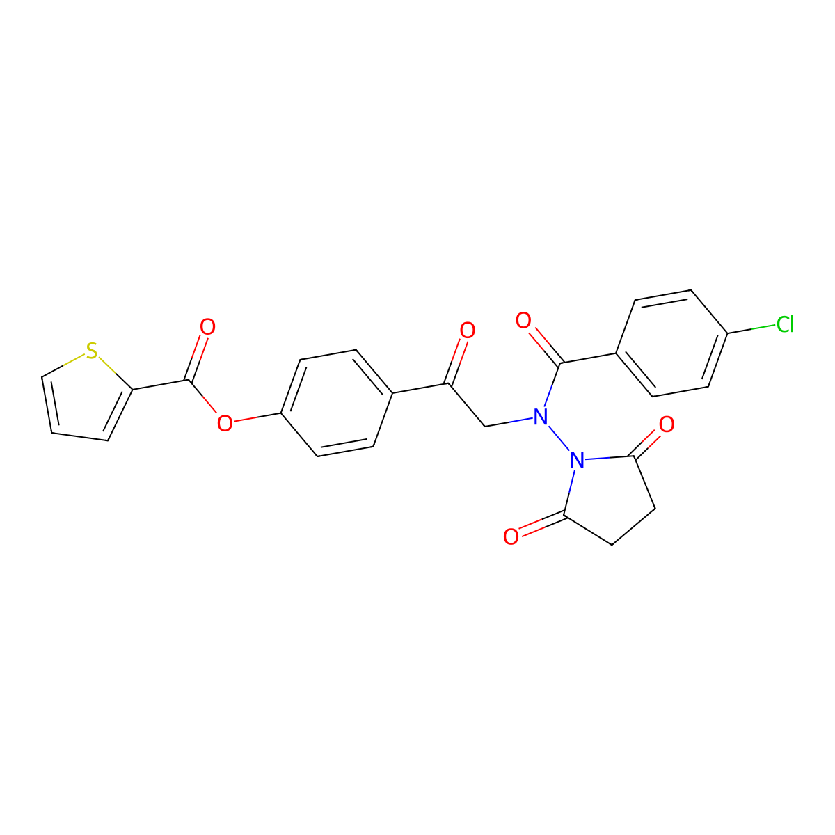 4-{N-[(4-chlorophenyl)carbonyl]-N-(2,5-dioxopyrrolidin-1-yl)glycyl}phenyl thiophene-2-carboxylate molecular structure, CAS 718603-24-8