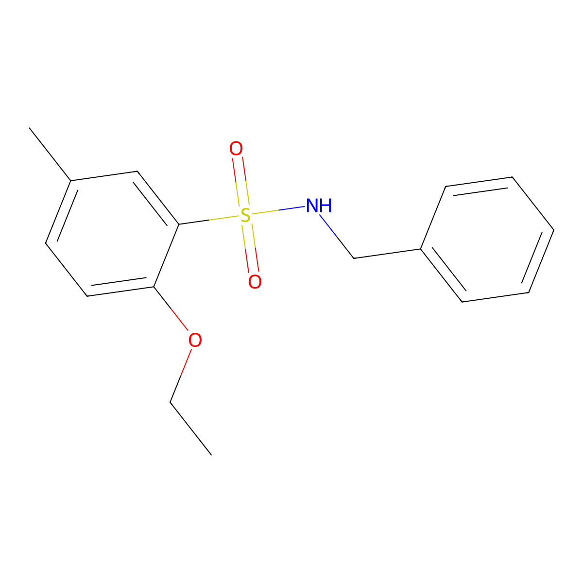 N-benzyl-2-ethoxy-5-methylbenzenesulfonamide molecular structure, CAS 718603-40-8
