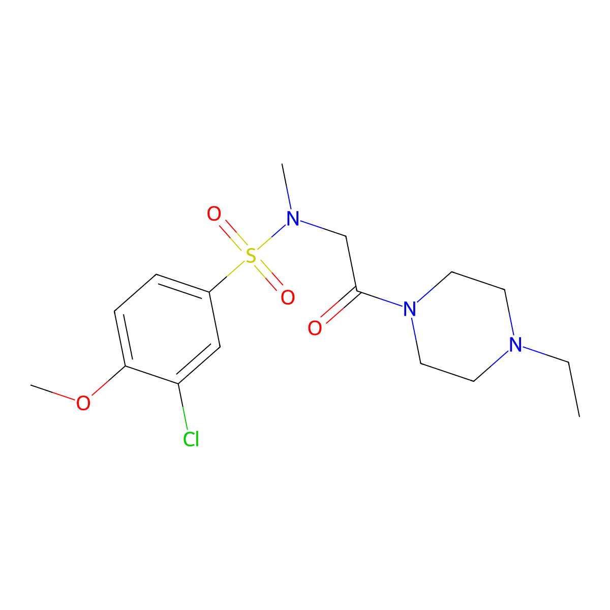 3-chloro-N-[2-(4-ethylpiperazin-1-yl)-2-oxoethyl]-4-methoxy-N-methylbenzenesulfonamide molecular structure, CAS 718603-52-2