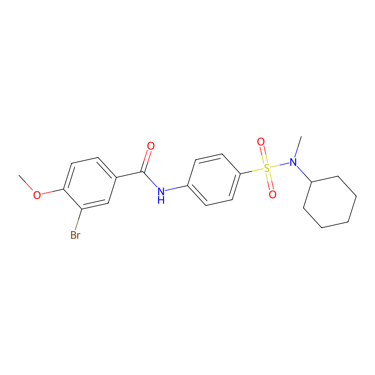3-bromo-N-(4-{[cyclohexyl(methyl)amino]sulfonyl}phenyl)-4-methoxybenzamide molecular structure, CAS 718603-54-4