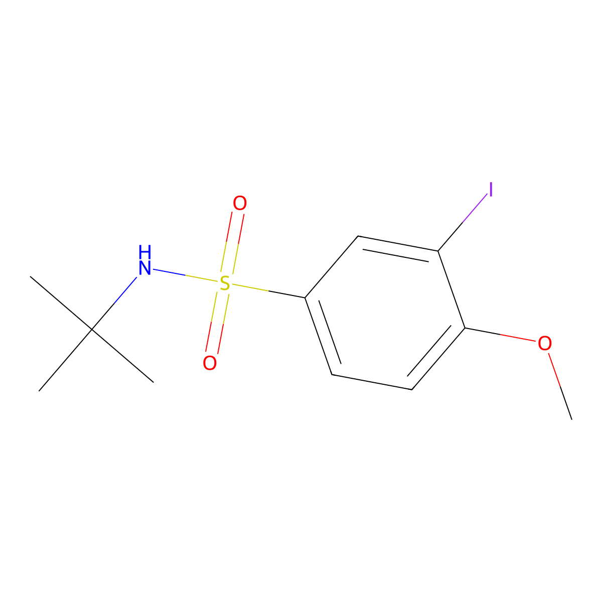 N-tert-butyl-3-iodo-4-methoxybenzenesulfonamide molecular structure, CAS 718603-63-5