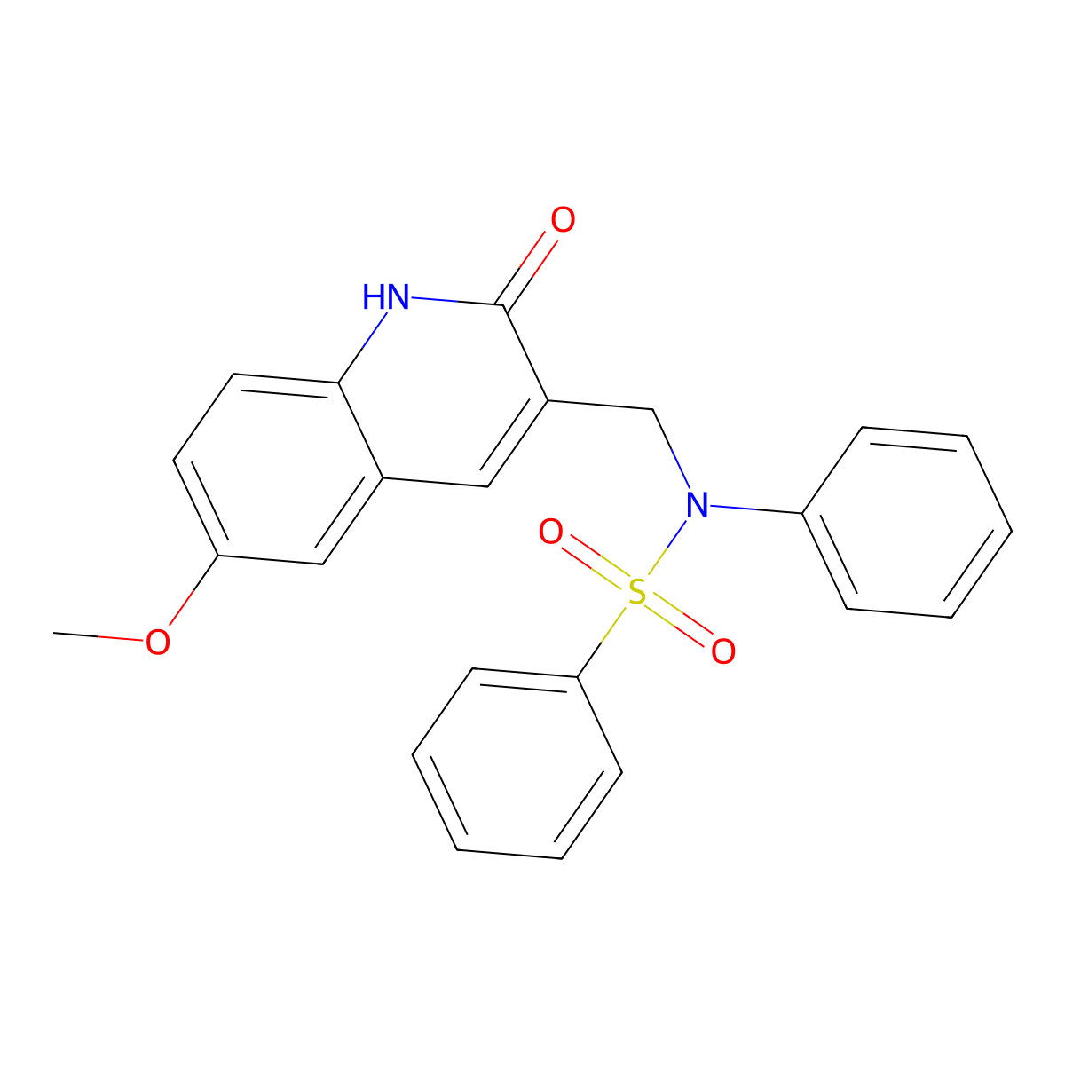 N-[(6-methoxy-2-oxo-1H-quinolin-3-yl)methyl]-N-phenylbenzenesulfonamide molecular structure, CAS 718603-64-6