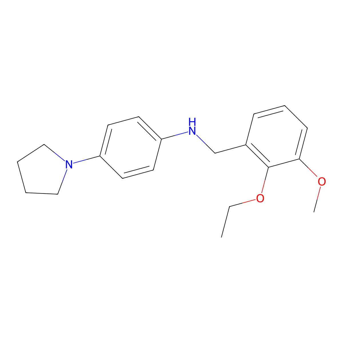N-[(2-ethoxy-3-methoxyphenyl)methyl]-4-pyrrolidin-1-ylaniline molecular structure, CAS 718603-67-9