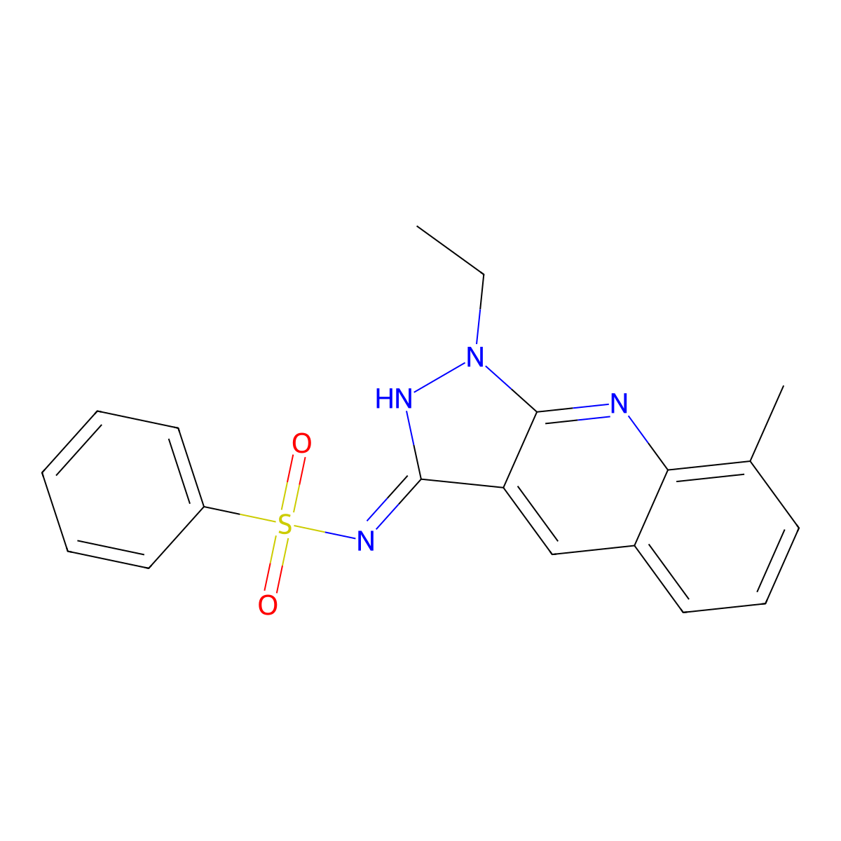 N-(1-ethyl-8-methyl-1H-pyrazolo[3,4-b]quinolin-3-yl)benzenesulfonamide molecular structure, CAS 718603-74-8