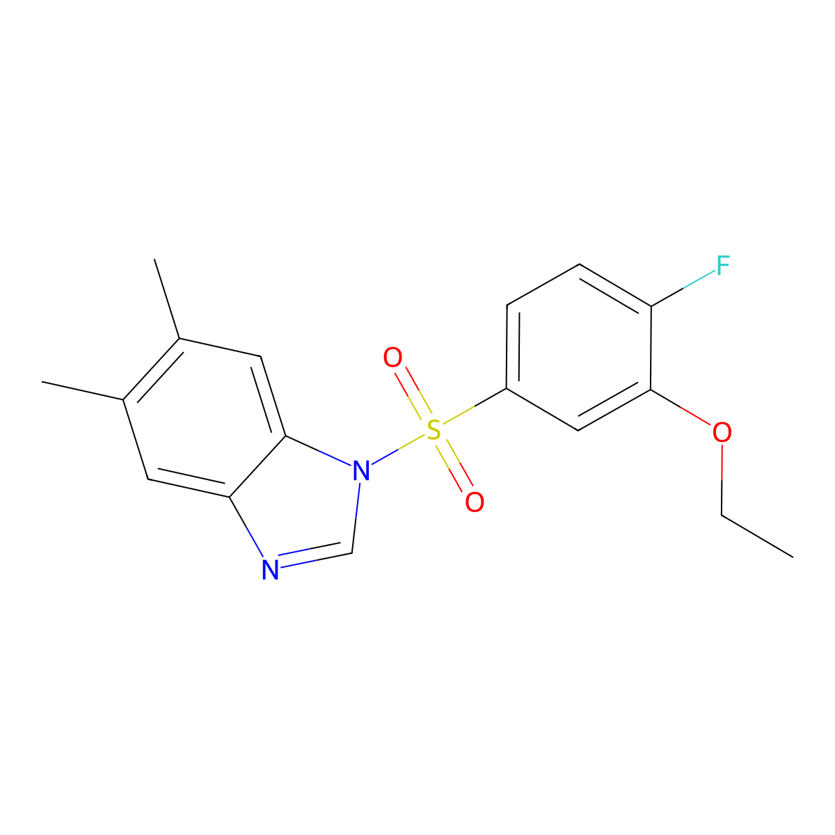 1-(3-Ethoxy-4-fluorophenyl)sulfonyl-5,6-dimethylbenzimidazole molecular structure, CAS 718603-75-9