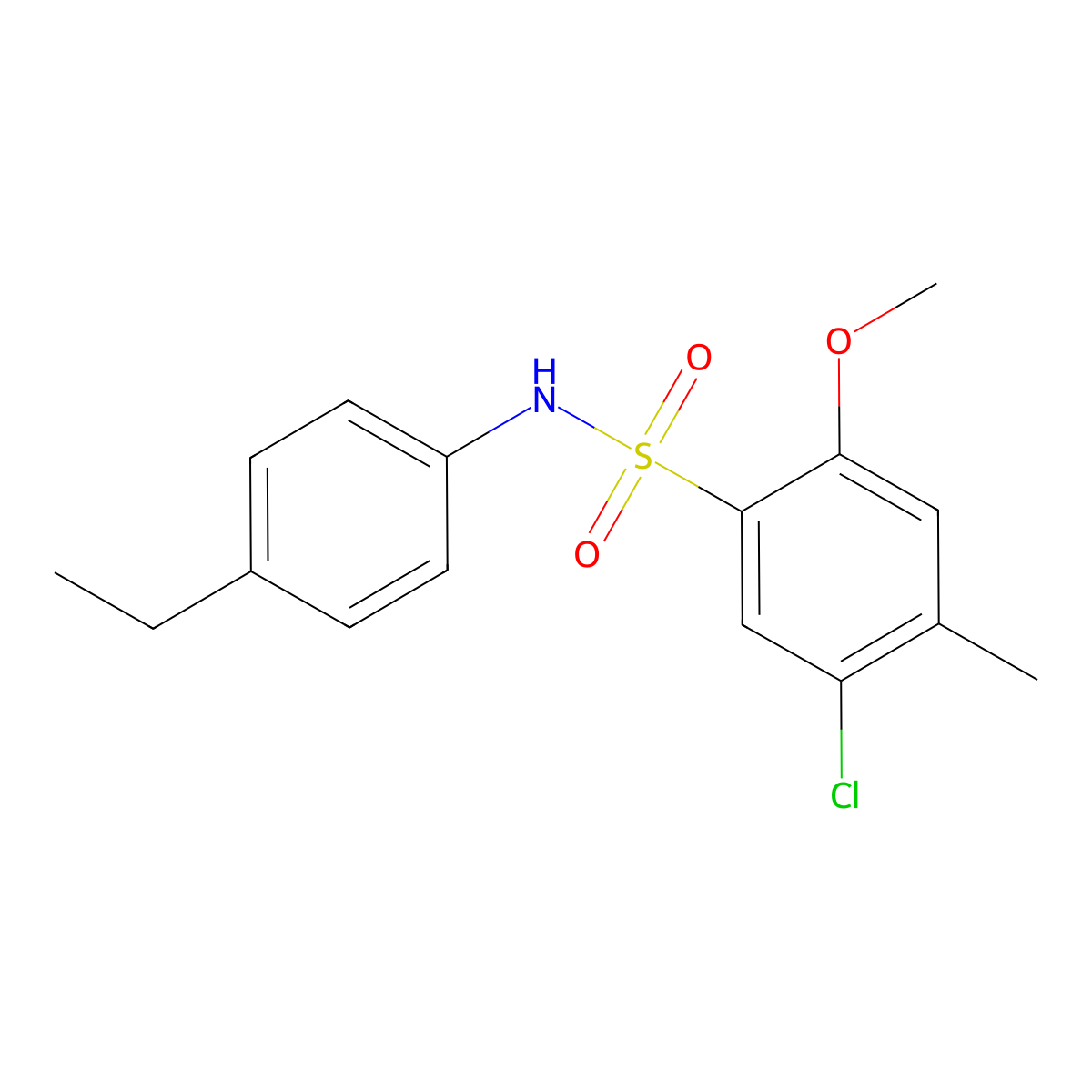 5-chloro-N-(4-ethylphenyl)-2-methoxy-4-methylbenzenesulfonamide molecular structure, CAS 718604-10-5
