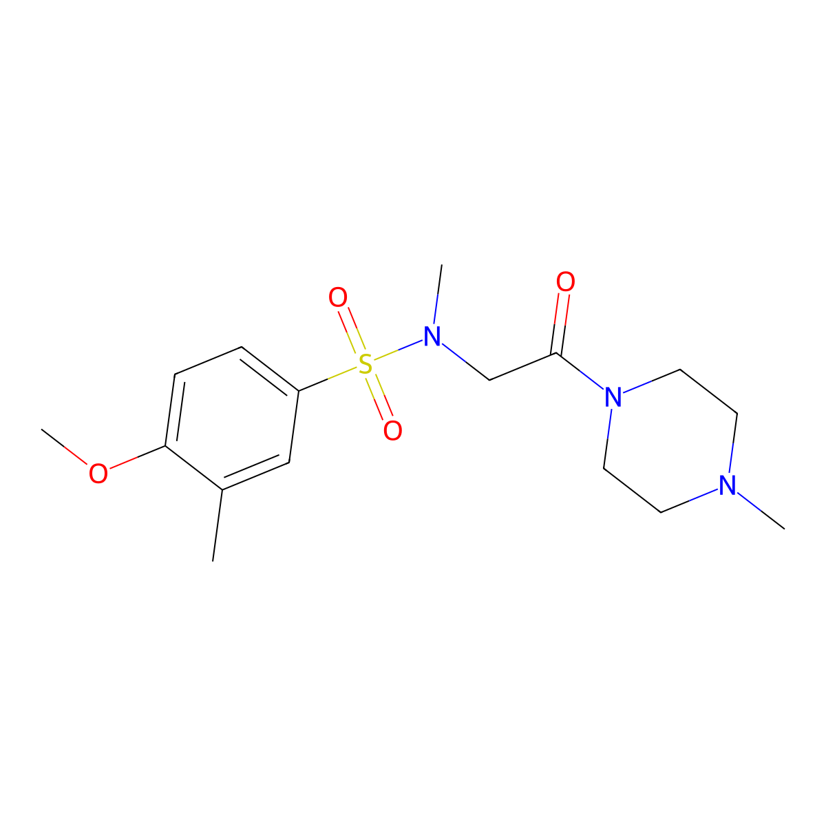 4-methoxy-N,3-dimethyl-N-[2-(4-methylpiperazin-1-yl)-2-oxoethyl]benzenesulfonamide molecular structure, CAS 718604-24-1