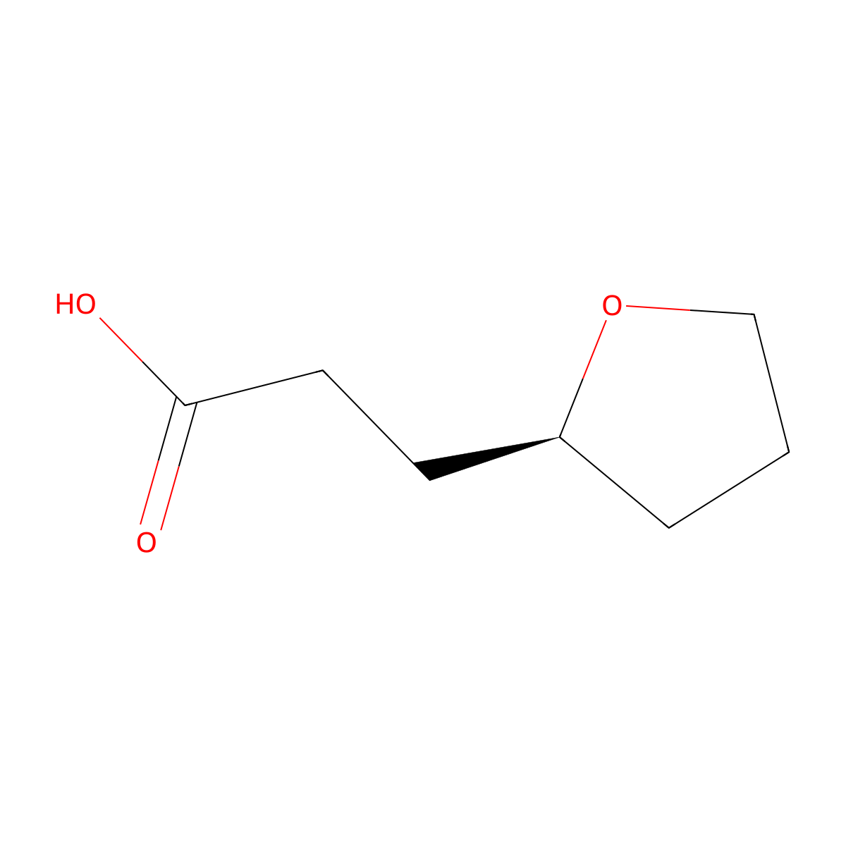 3-((2S)-oxolan-2-yl)propanoic acid molecular structure, CAS 71862-10-7