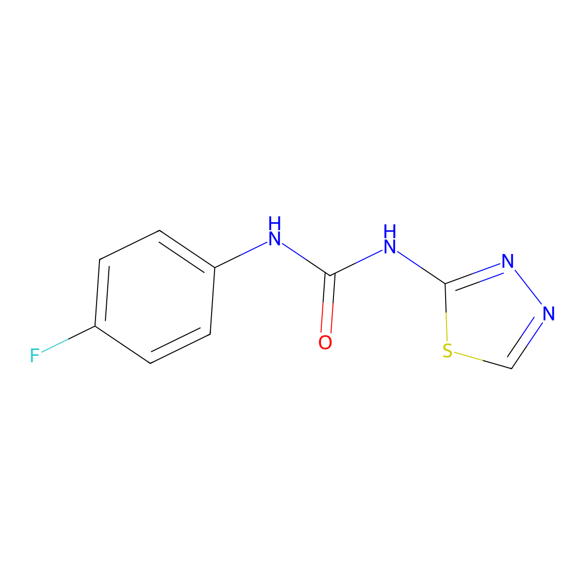 1-(4-Fluorophenyl)-3-(1,3,4-thiadiazol-2-yl)urea molecular structure, CAS 718624-41-0