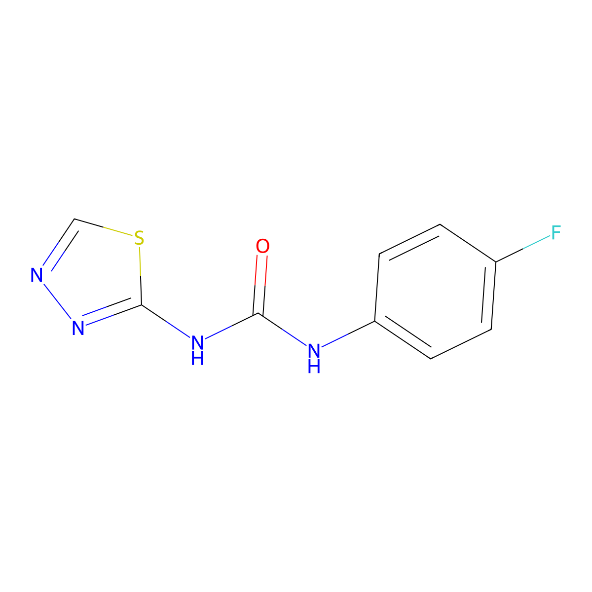 1-(4-Fluorophenyl)-3-(1,3,4-thiadiazol-2-yl)urea molecular structure, CAS 718624-41-0
