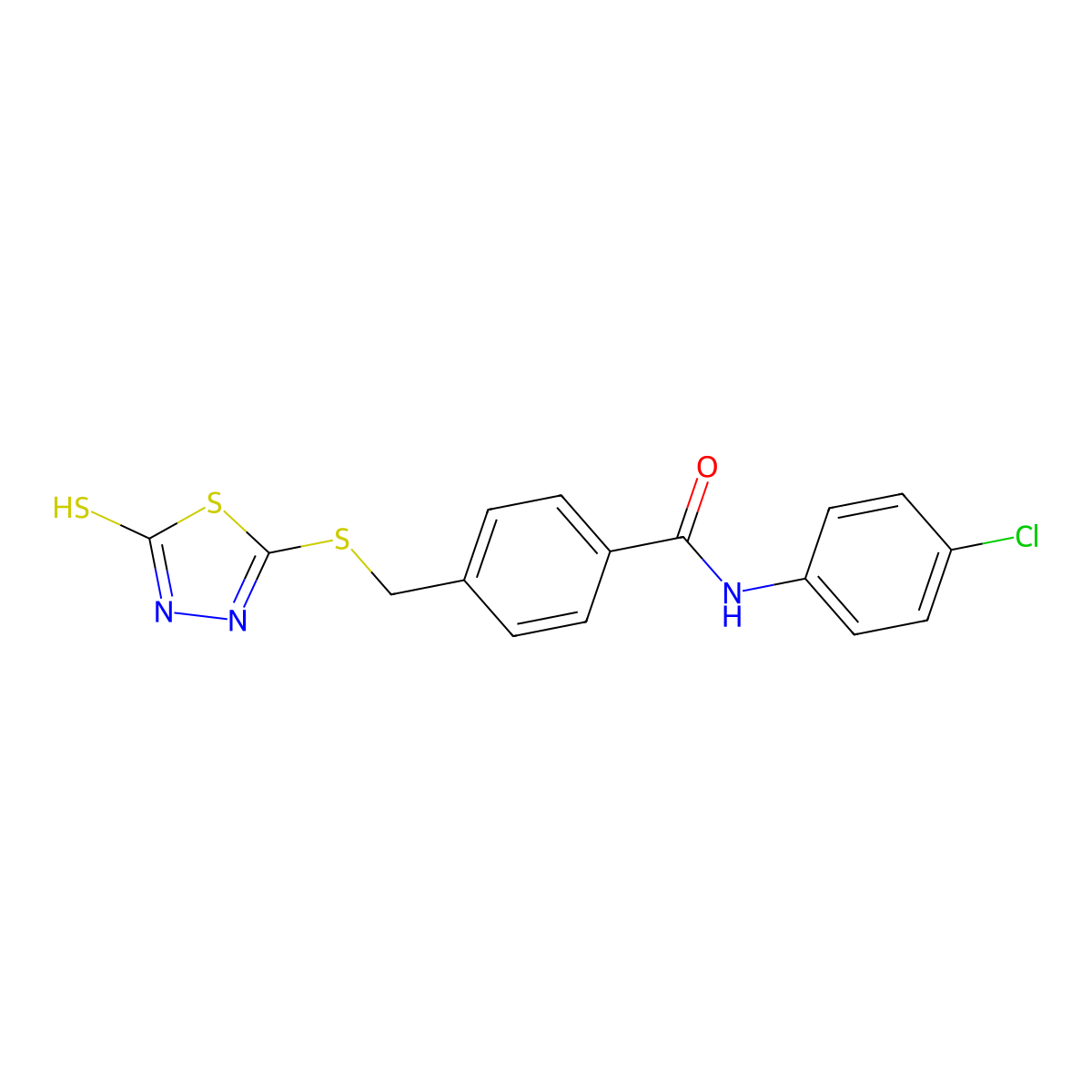 N-(4-Chlorophenyl)-4-[[(4,5-dihydro-5-thioxo-1,3,4-thiadiazol-2-yl)thio]methyl]benzamide molecular structure, CAS 718625-32-2