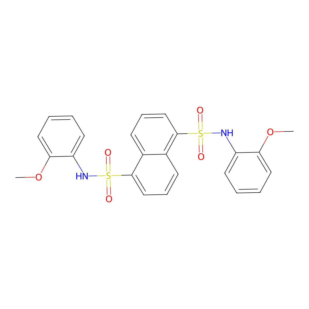 1-N,5-N-bis(2-methoxyphenyl)naphthalene-1,5-disulfonamide molecular structure, CAS 71863-20-2
