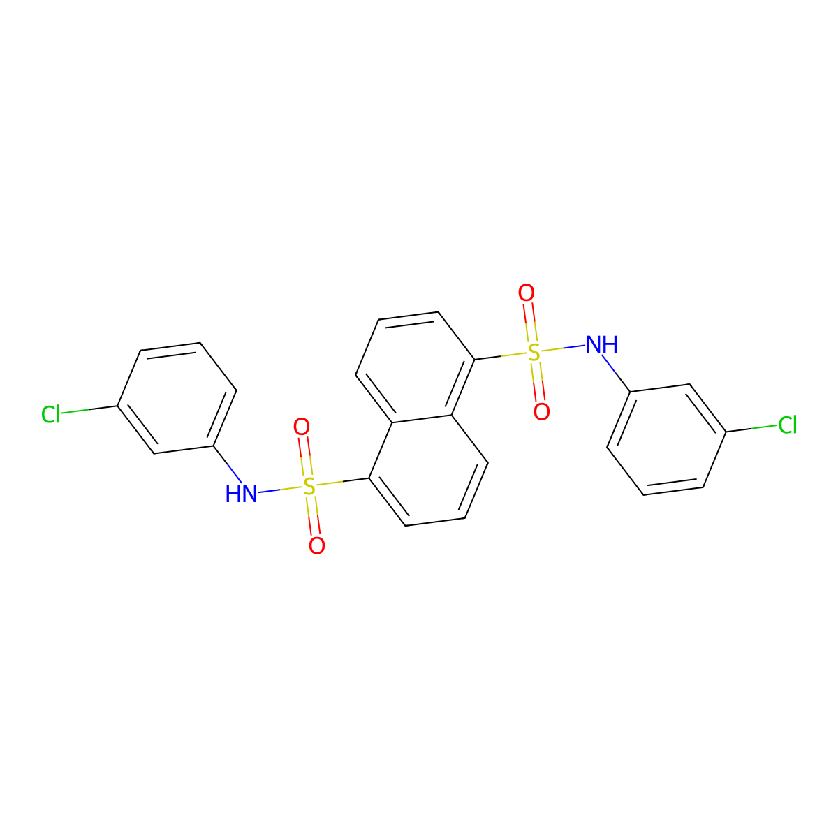 N1,N5-bis(3-chlorophenyl)naphthalene-1,5-disulfonamide molecular structure, CAS 71863-23-5