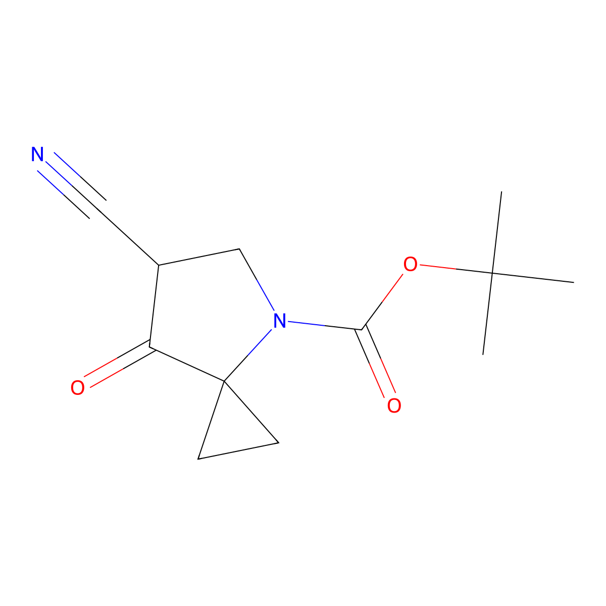 Tert-butyl 6-cyano-7-oxo-4-azaspiro[2.4]heptane-4-carboxylate molecular structure, CAS 718632-43-0