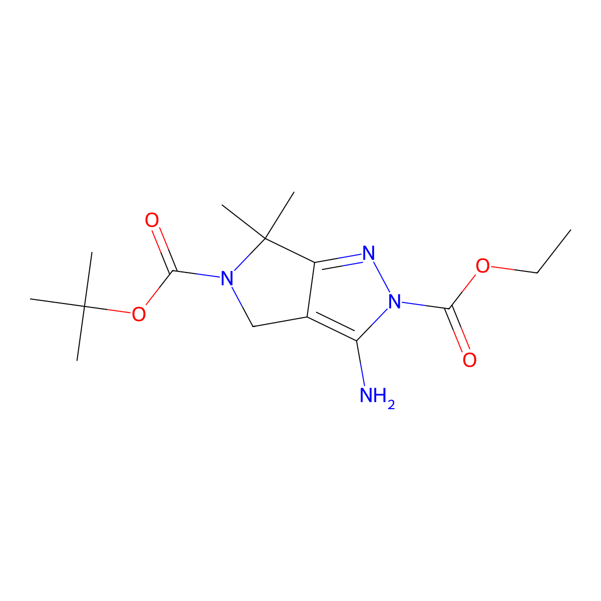 5-tert-Butyl 2-ethyl 3-amino-6,6-dimethylpyrrolo[3,4-c]pyrazole-2,5(4H,6H)-dicarboxylate molecular structure, CAS 718632-46-3