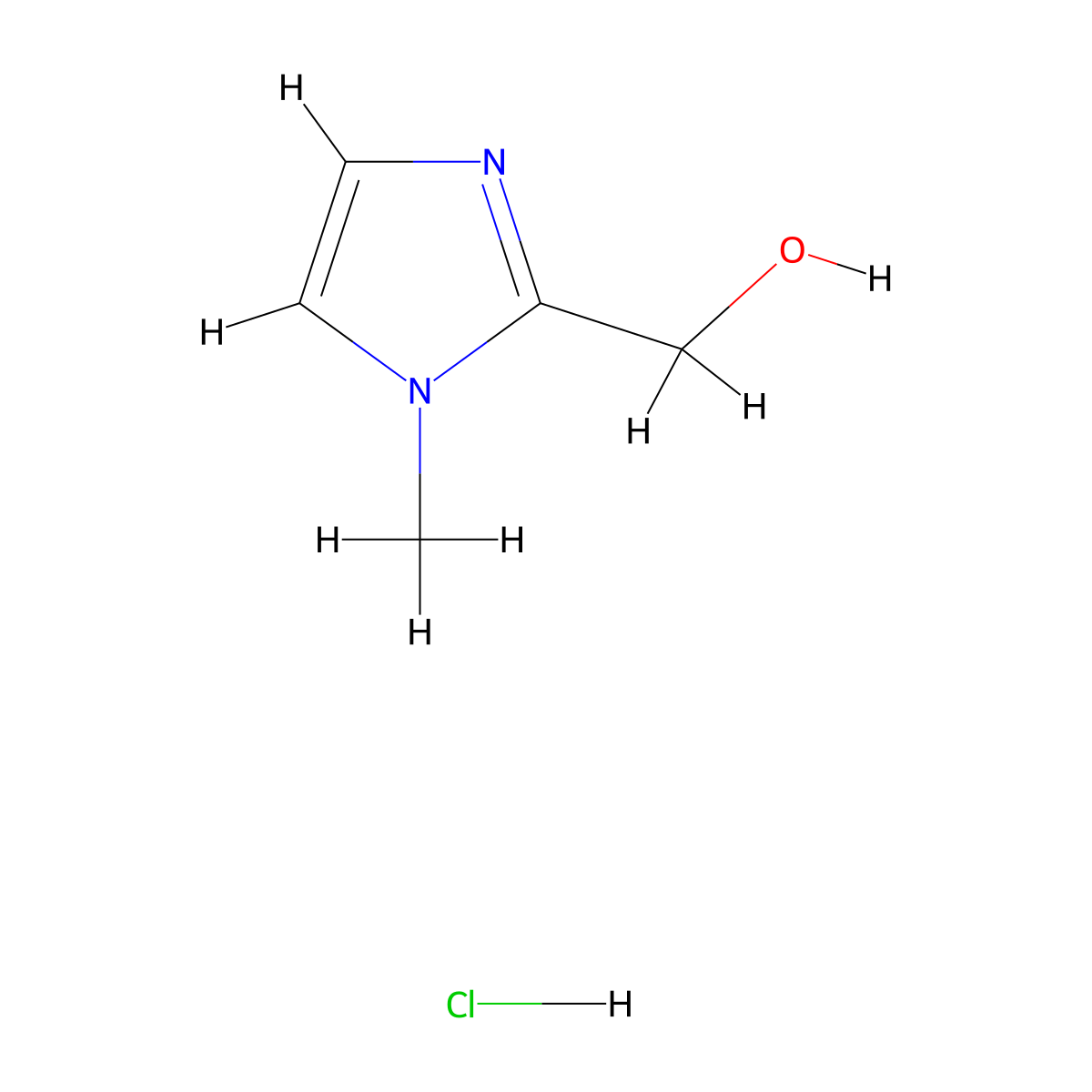 (1-methyl-1H-imidazol-2-yl)methanol hydrochloride molecular structure, CAS 718642-27-4