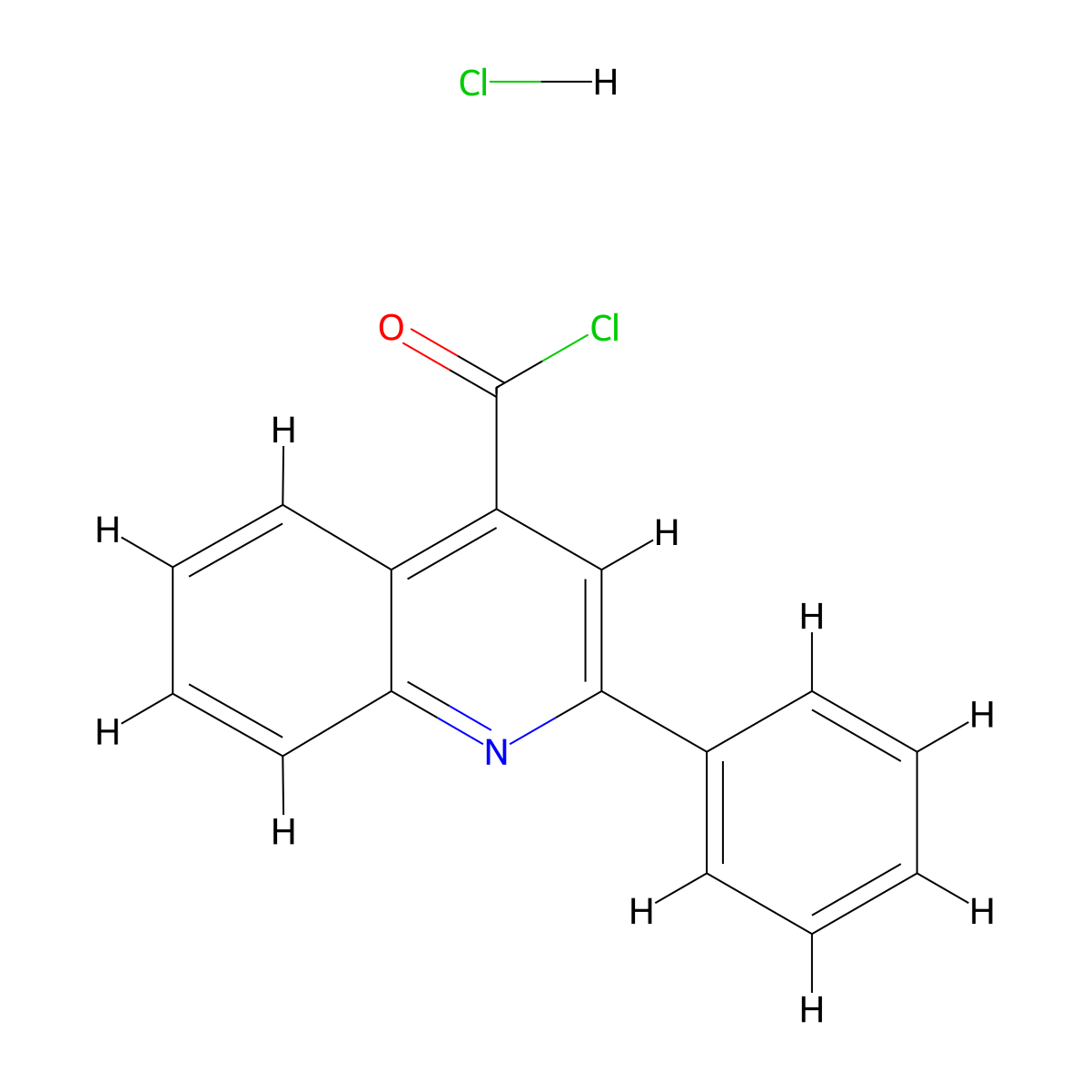 2-Phenylquinoline-4-carbonyl chloride hydrochloride molecular structure, CAS 7187-80-6