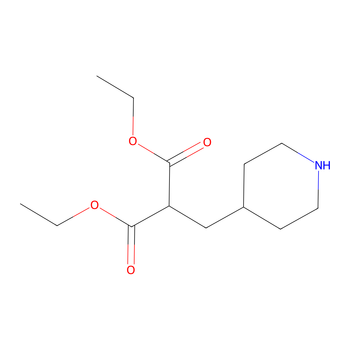 Diethyl 2-(piperidin-4-ylmethyl)malonate molecular structure, CAS 71879-53-3