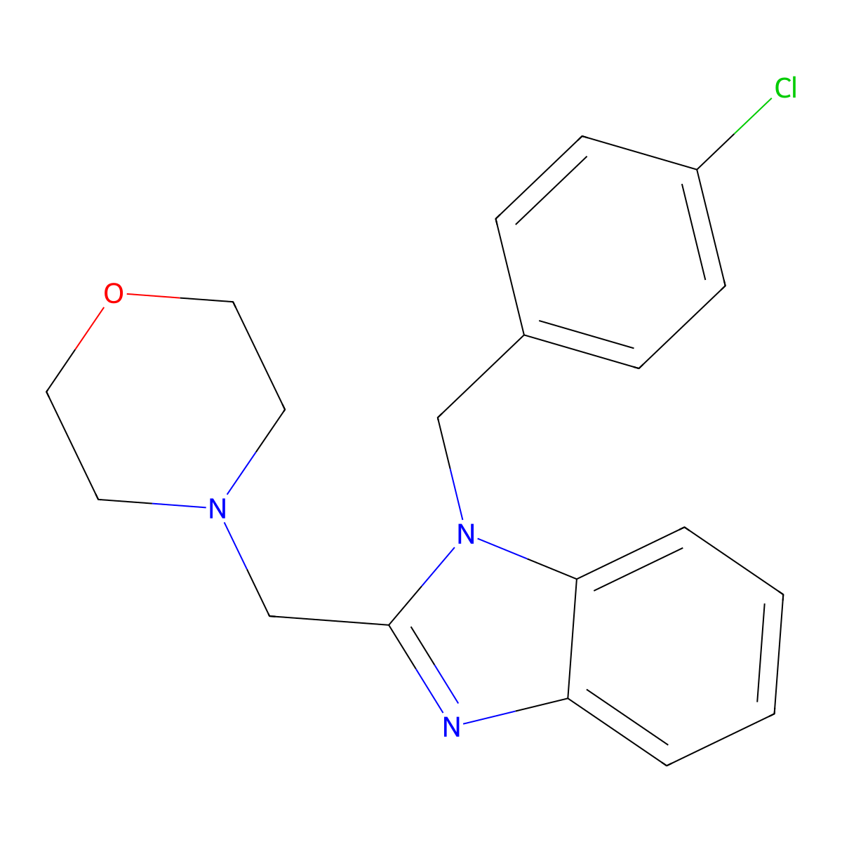 4-[[1-[(4-Chlorophenyl)methyl]benzimidazol-2-yl]methyl]morpholine molecular structure, CAS 7188-79-6