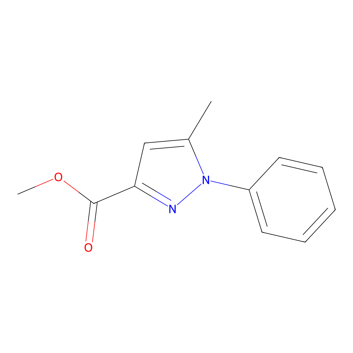Methyl 5-methyl-1-phenyl-1H-pyrazole-3-carboxylate molecular structure, CAS 7188-97-8