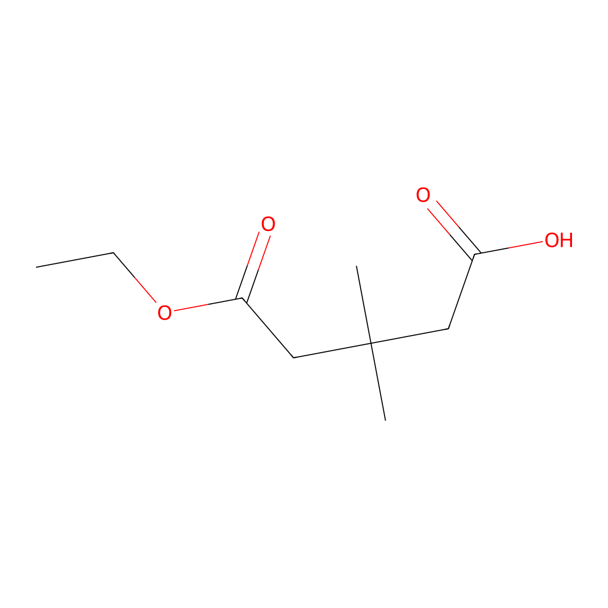 5-Ethoxy-3,3-dimethyl-5-oxopentanoic acid molecular structure, CAS 71885-49-9