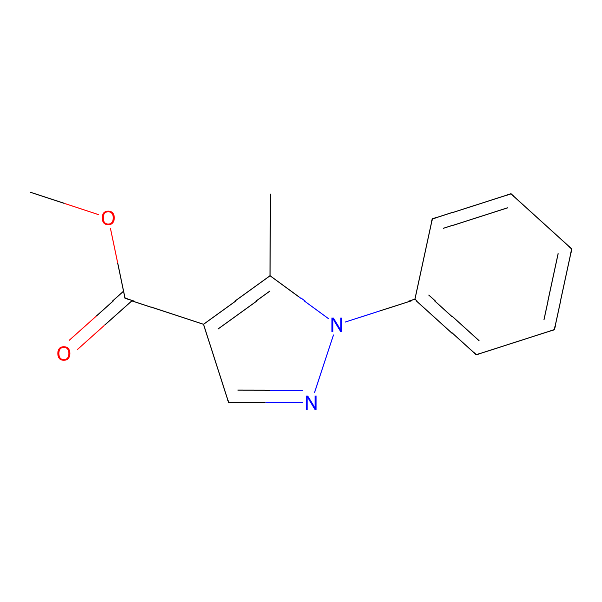 Methyl 5-methyl-1-phenylpyrazole-4-carboxylate molecular structure, CAS 7189-01-7